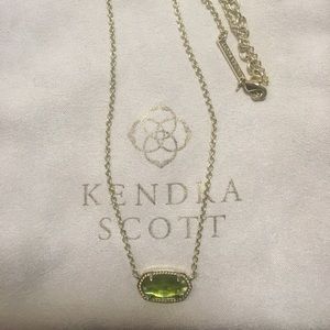 Kendra Scott Lime Green & Gold Chain Necklace